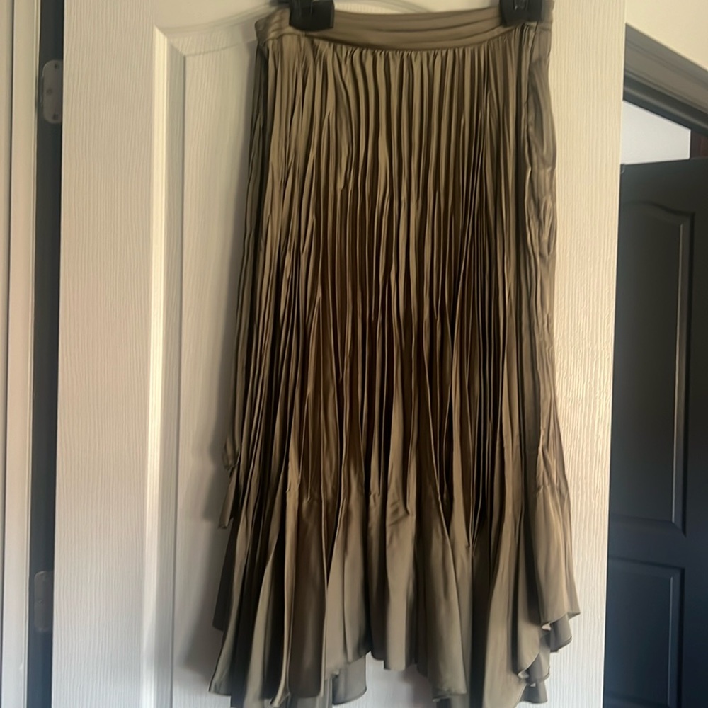 Moss green long dress skirt with pockets